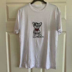 French Connection Unisex Short Sleeve Frenchie T-Shirt French Bulldog Size Small